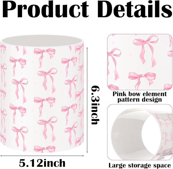 WILLBOND Pink Bow Utensil Holder Coquette Acrylic Kitchen Decor Cooking Utensil Crock Preppy Storage Caddy Organizer Vase Decor for Kitchen Countertop Spoon Holder Jar Housewarming Gift