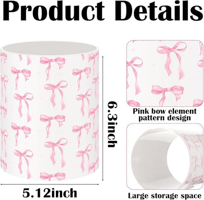 WILLBOND Pink Bow Utensil Holder Coquette Acrylic Kitchen Decor Cooking Utensil Crock Preppy Storage Caddy Organizer Vase Decor for Kitchen Countertop Spoon Holder Jar Housewarming Gift