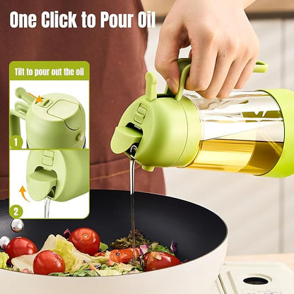 PARACITY Oil Dipenser Bottle with Silicone Bottom, 2 in 1 Olive Oil Sprayer and Dispenser, Oil Spray Bottle 500ML/ 17OZ for Cooking, Kitchen, BBQ, Air Fryer, Salad, Baking(1PC Green) - Image 6