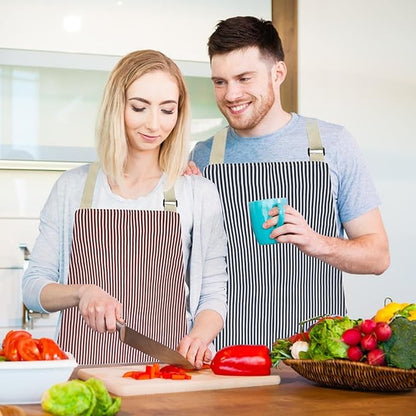 VALOME 2 Pack Kitchen Aprons, Apron for Cooking with 2 Pockets, Unisex Adjustable Neck Strap Chef Aprons for Men Women - Image 6
