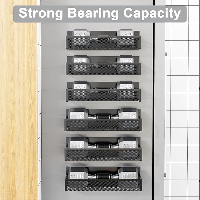 Aufworld Magnetic Spice Rack for Refrigerator, 6 Pack Magnetic Shelf, Fridge Magnet Organizer with Moveable 12 Hooks, Magnetic Fridge Shelf for Kitchen Organization and Storage (6 Pack) - Image 4