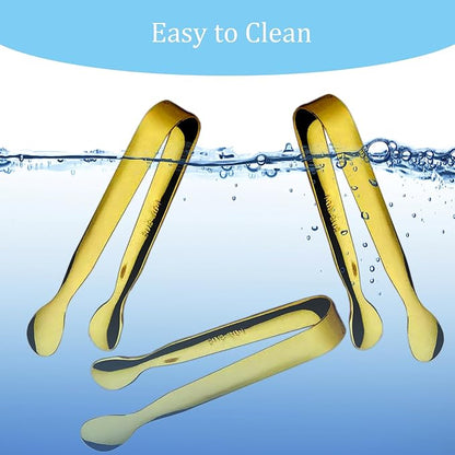 15PCS Mini Tongs for Serving, Metal Tong Stainless Steel Gold Tongs, 4.25Inch Small Sugar Tong, Kitchen Mini Serving Tongs for Appetizers, Ice, Charcuterie, Gold Utensil for Dessert Table, Tea Party - Image 7