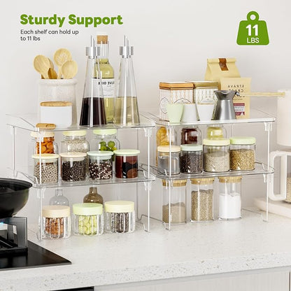 STARLATTA Acrylic Cabinet Organizer Shelf,4 Pcs Stackable Kitchen Counter Shelves,Spice Rack,Countertop Organizers,Clear Plastic Storage Organization for Makeup，Bathroom,Cupboard,Desk,Pantry - Image 4