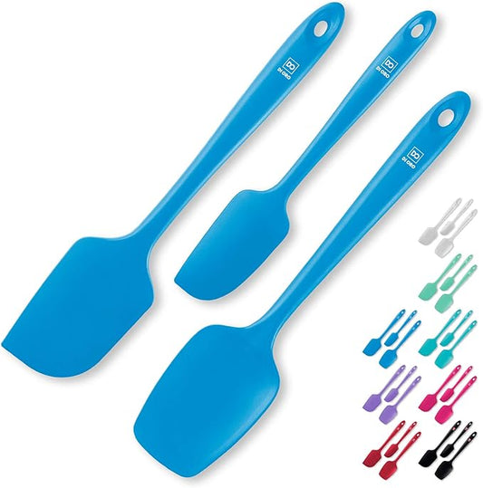 DI ORO Silicone Spatula Set - Rubber Kitchen Spatulas for Baking, Cooking, & Mixing - 600°F Heat-Resistant & BPA Free Silicone Scraper Spatulas for Nonstick Cookware - Dishwasher Safe (3pc, Blue) by DIORO