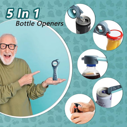 Jar Opener, 6 In 1 Bottle Opener Can Opener for Weak Hands, Jar Openers for Seniors with Arthritis, Multifunctional Lid Opener Kit, Easy Jar Opener Tool for Elderly Adults Kids (Blue) - Image 4