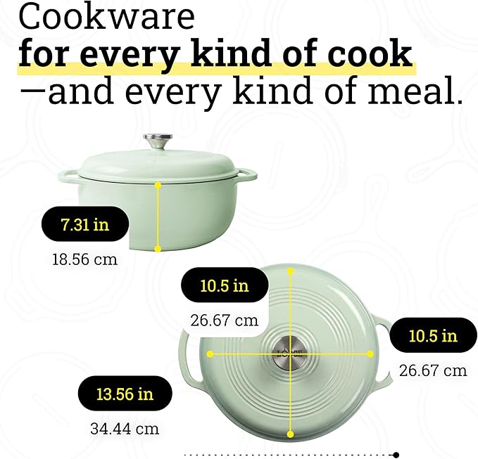 Lodge Essential Enamel Cast Iron Dutch Oven - Perfect for Bread Baking, Braising, Marinating & Slow Cooking - Features Moisture-Sealing Lid & Dual Handles - Kitchen Essentials - 6 Quarts - Desert Sage - Image 5