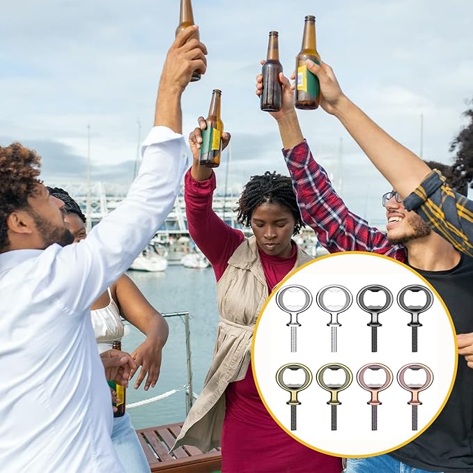 Metal Bottle Opener Insert Kits 8 Pack Blank Stainless Steel DIY Hardware Flat Bottle Opener Inserts for Wood Turning Kits (Mix Color)