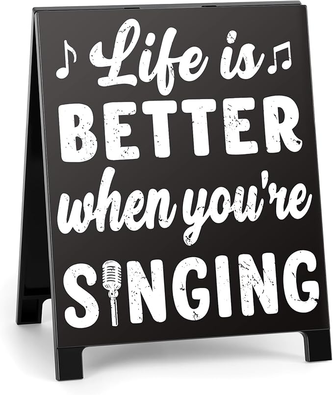 Life Is Better When You're Singing Music Desk Sign for Home Office Workspace Cute Music Decor Room Decorations Accessories for Women by Youremotionalvaluechoices
