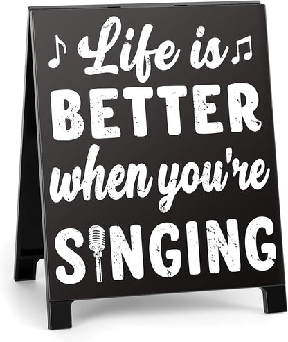 Life Is Better When You're Singing Music Desk Sign for Home Office Workspace Cute Music Decor Room Decorations Accessories for Women by Youremotionalvaluechoices