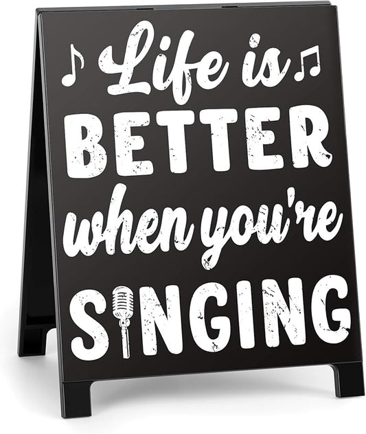 Life Is Better When You're Singing Music Desk Sign for Home Office Workspace Cute Music Decor Room Decorations Accessories for Women by Youremotionalvaluechoices