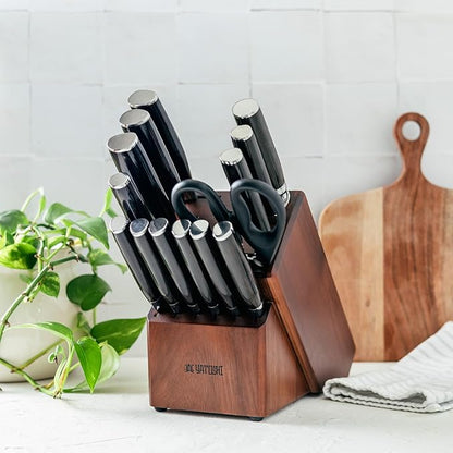 Yatoshi 15 Piece Knife Block Set - Pro Kitchen Knife Set Ultra Sharp High Carbon Stainless Steel with Ergonomic Handle, New - Image 3