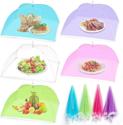 5 Pack Food Cover Tents, Food Covers for Outdoors, Mesh Cover, Reusable and Collapsible Outdoor Picnic Net for Parties Picnics, BBQs, Fruit Covers by ZAUGONTW