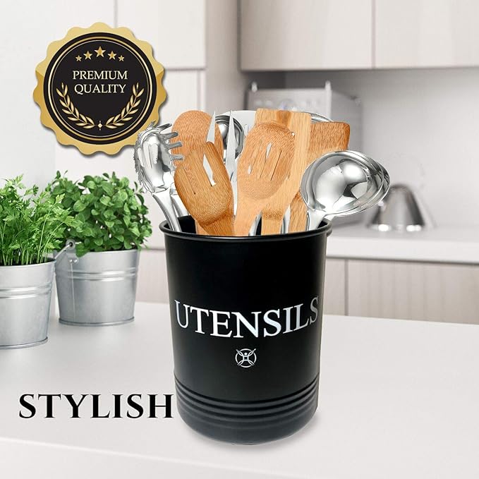 Utensil Holder Large Crocks Kitchen (black) - Image 8