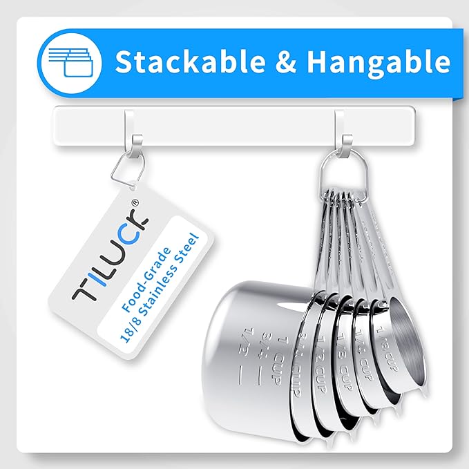 TILUCK Stainless Steel Measuring Cups & Spoons Set, Cups and Spoons,Kitchen Gadgets for Cooking & Baking (12) - Image 3