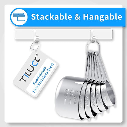 TILUCK Stainless Steel Measuring Cups & Spoons Set, Cups and Spoons,Kitchen Gadgets for Cooking & Baking (12) - Image 3