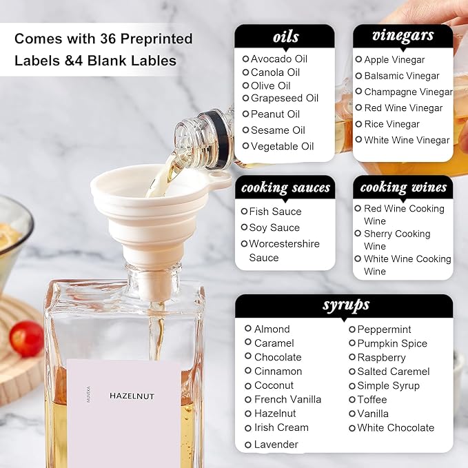 Olive Oil Dispenser Bottle for Kitchen, 16.9 oz/ 500 ml Cooking Oil Container, Glass Oil Dispenser Set, Glass Cruet for Oil with Pourer Spouts, Coffee Syrup Dispenser