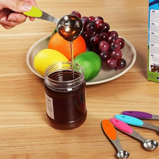 Fsdifly-Stainless Steel Measuring Spoons 5 Piece Stackable Set - Measuring Set for Cooking and Bakin (A) - Image 8