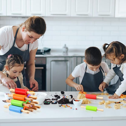 10Pcs 9 Inch Silicone Small Rolling Pin for Kids Wooden Rolling Pins for Baking Mini Silicone 5 Colors Wooden Handle Rolling Pin for Kitchen Cake Baking Cookie - Image 3
