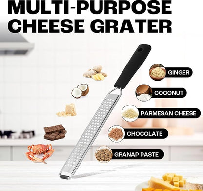 Zester Grater with Protective Cover – Fine Stainless Steel Lemon Zester cheese shredder for Kitchen, Ideal for parmesan, Garlic, Nutmeg, Chocolate, Fruits, Vegetables – Black - Image 3