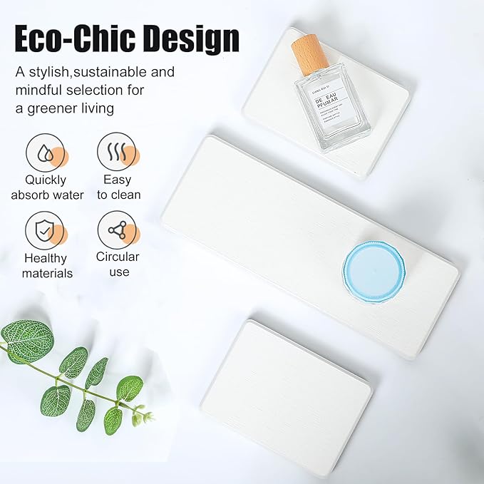 3PCS Stone Drying Tray, Water Absorbing Stone Tray for Sink, Stones Soap Trays, Fast Dry Diatomite Stones Mat,Used for Hand Soaps,Sponge,Toothbrush Holder in Bathroom Counter and Kitchen Sinks - Image 3