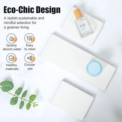 3PCS Stone Drying Tray, Water Absorbing Stone Tray for Sink, Stones Soap Trays, Fast Dry Diatomite Stones Mat,Used for Hand Soaps,Sponge,Toothbrush Holder in Bathroom Counter and Kitchen Sinks - Image 3