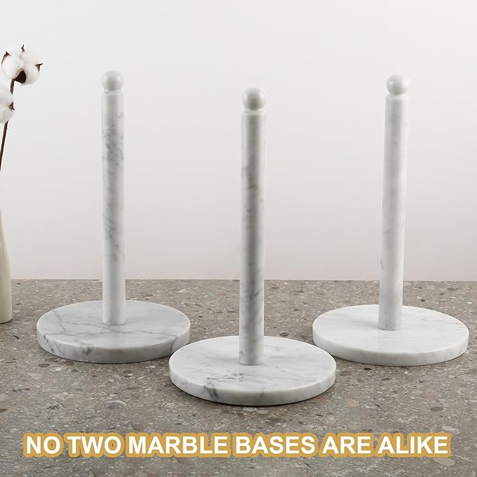 Koville Italian Marble Paper Towel Holder Countertop, Carrara Stone Paper Towel Holder Stand for Kitchen Storage, for Standard or Jumbo-Sized Rolls(Bianco Carrara) - Image 3