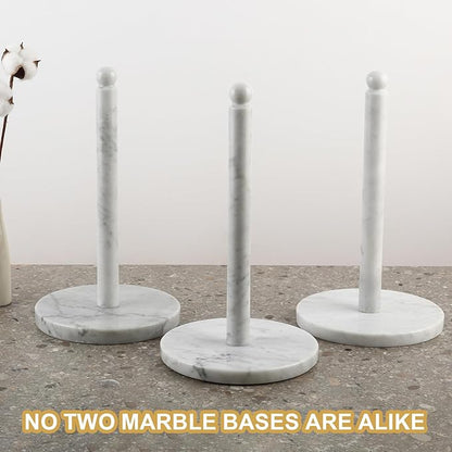 Koville Italian Marble Paper Towel Holder Countertop, Carrara Stone Paper Towel Holder Stand for Kitchen Storage, for Standard or Jumbo-Sized Rolls(Bianco Carrara) - Image 3