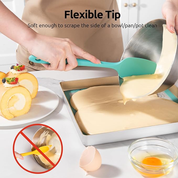 High Heat Resistant Silicone Spatula: U-Taste 600ºF Hot-Proof Food Grade Rubber Kitchen Baking Scraper, Flexible and Sturdy Cooking Utensil for Mixing Scraping in NonStick Cookware (4PCS, Multicolors) - Image 4