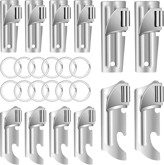 12 Pieces Military Style Can Openers with Key Rings, Anglecai P-51 and P-57 Camping Can Openers Stainless Steel Army Survival Can Opener Portable for Traveling
