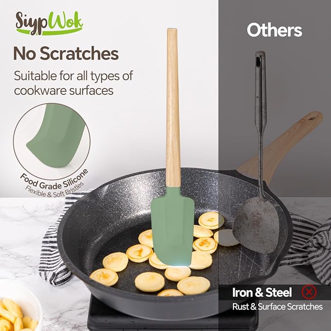 Silicone Spatula Set, Food Grade Rubber Spatula-4 Piece Nonstick Rubber Spatulas, Spoonula, Jar Scraper for Cooking, Baking, Mixing, Frosting - Heat Resistant Up to 600°F (4 Pcs Spatula Colorful) - Image 4