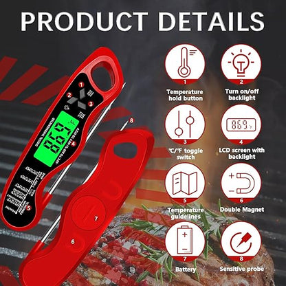 Meat Thermometer Digital，IP67 Waterproof Cooking Thermometer with Backlight, Calibration & Hold Function，Food Thermometer for Cooking,Outdoor Grilling - Image 3