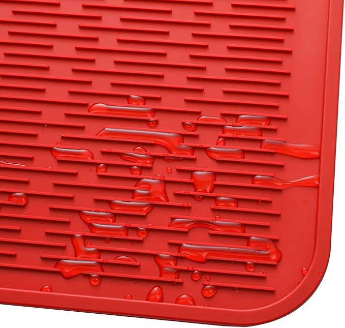 MicoYang Silicone Dish Drying Mat for Multiple Usage,Easy clean,Eco-friendly,Heat-resistant Silicone Mat for Kitchen Counter or Sink,Refrigerator or Drawer Liner Red 4XL 32 inches x 18 inches - Image 9