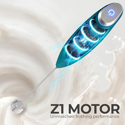 Zulay Kitchen Patented Tornado Triple Whisk Milk Frother with 4 Duracell Batteries – Handheld Foam Maker for Coffee, Lattes, Matcha & Hot Chocolate – Rich, Creamy Froth in Seconds - Vivid Emerald - Image 7