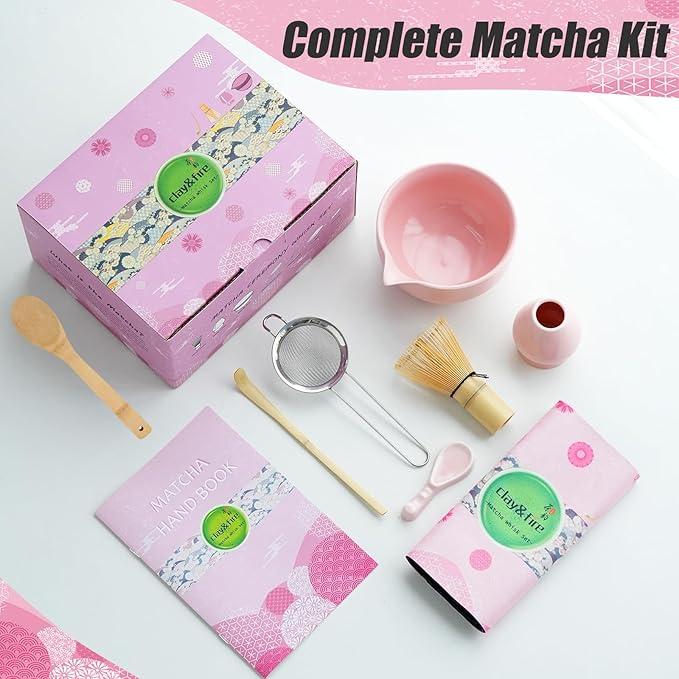 Clay&Fire Matcha Whisk Set, 9 pcs Ceramic Matcha Set, Gifts for Women,Matcha Bowl with Spout and Whisk, Matcha Kit for Matcha Lovers, Gift Mother's Day, Birthday, Anniversary - Image 5