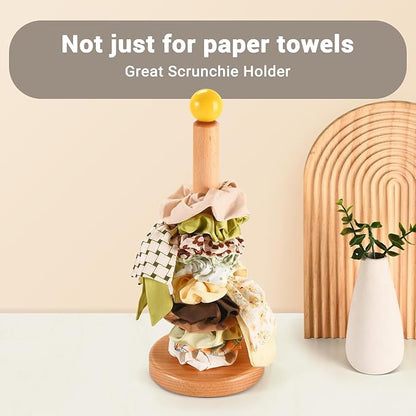Paper Towel Holder, Wooden Kitchen Roll Stand (Yellow Ball)