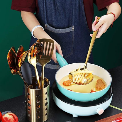 Gold Skimmer, Berglander Metal Strainer With Titanium Gold Plating, Kitchen Cooking Skimmers For Non-Stick Cookware, Dishwasher Safe, Easy to Clean - Image 8