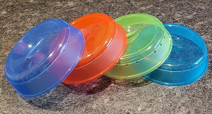 Rock 4 Pack of Microwave Plate Bowl Splatter Cover. Keep Your Microwave Clean While Heating Messy Items with Vented, Colorful Lids! (4100)