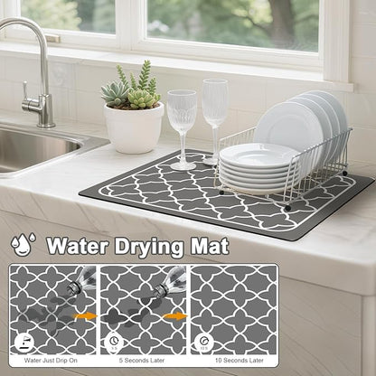 Dish Drying Mats for Kitchen Counter, Waterproof Coffee Mat for Countertop, Under Sink Mats, Coffee Bar Mat Accessories