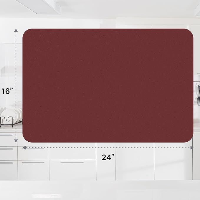 WISELIFE Dish Drying Mat Super Absorbent Drying Mat Large Dish Drying Mats for Kitchen Counter Easy Clean Dish Mat Kitchen Drying Mat16"x 24" Classic Red - Image 3