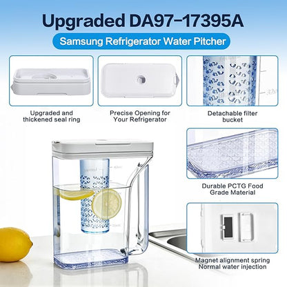 Upgraded DA97-17395A Water Pitcher Reservoir Compatible with Samsung Refrigerators【Food-Grade Durable Material,No-Leak Design】Replacement RF23M8570SR RF23M8090SR samsung refrigerator water pitcher