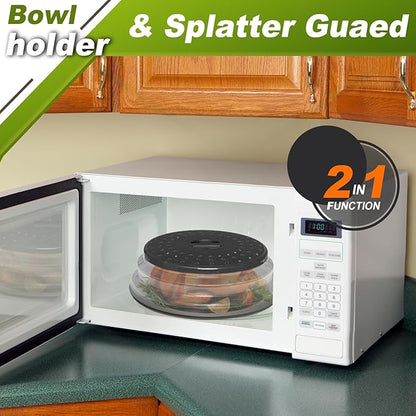 12" Microwave food Cover & Mat,Large Vented Collapsible Splatter Guard dish Plate lid & Silicone Round Kitchen mat - Image 3