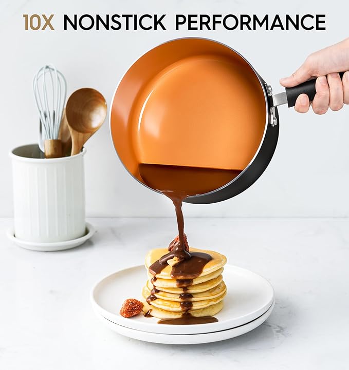 MICHELANGELO Nonstick Sauce Pan With Lid, 3QT Ceramic Saucepan, Copper Saucepans, PFAS-FREE Pot, Small Pots For Cooking, Multipurpose Cooking Pots For Home Kitchen, Dishwasher Safe - Image 3