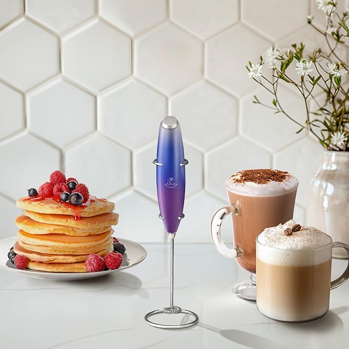 Zulay Kitchen Powerful Milk Frother Wand With 4 AA Duracell Batteries - Ultra Fast Handheld Drink Mixer - Electric Whisk Foam Maker for Coffee, Lattes, Cappuccino, Matcha & Creamer - Firework - Image 5