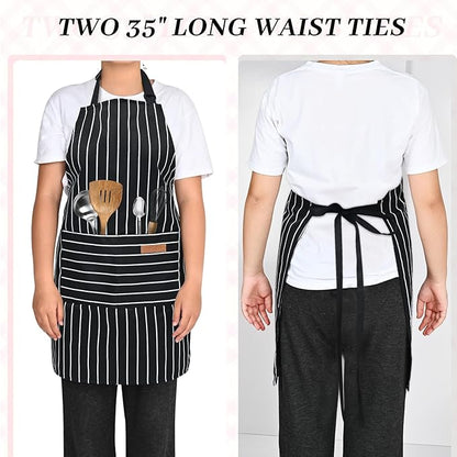 2Pack Adjustable Kitchen Apron for Women Men with 2 Pockets，Cotton-Polyester Blend Bib Aprons for Cooking,Baking - Image 6