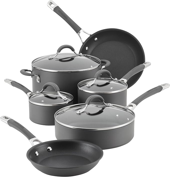 Circulon 83903 Radiance Hard Anodized Nonstick Cookware Pots and Pans Set, 10 Piece, Gray by Circulon