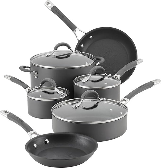 Circulon 83903 Radiance Hard Anodized Nonstick Cookware Pots and Pans Set, 10 Piece, Gray by Circulon