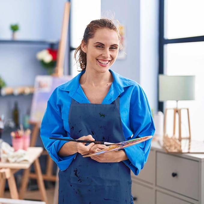 15 Pcs Adult Aprons Bulk with Pockets Adjustable Bib Chef Apron for Women Men Painting Cooking Crafting (S/L) - Image 6