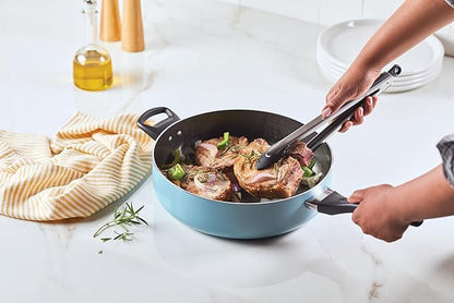 Farberware Dishwasher Safe Nonstick Jumbo Cooker/Saute Pan with Helper Handle -Aluminum, 6 Quart, Blue - Image 5