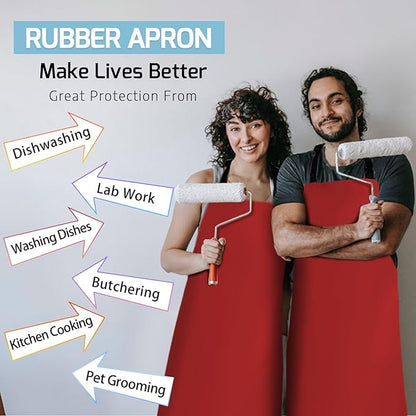 Homsolver 2 Pack Waterproof Rubber Aprons, Heavy Duty Butcher for Men, Chemical Vinyl Plastic Aprons for Dishwashing - Image 7