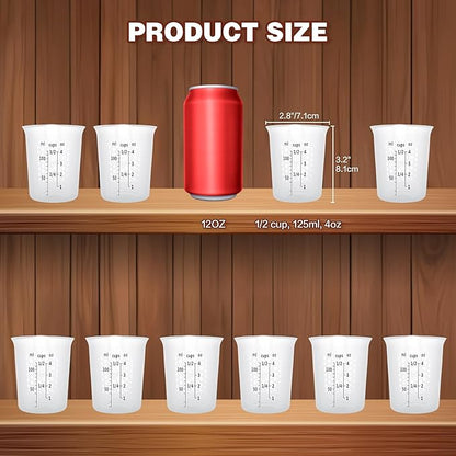 Silicone Measuring Cups Set 10Pcs 125ml for Cooking Reusable Baking Supplies Silicone Flexible Melting Measure Cup for Butter, Chocolate